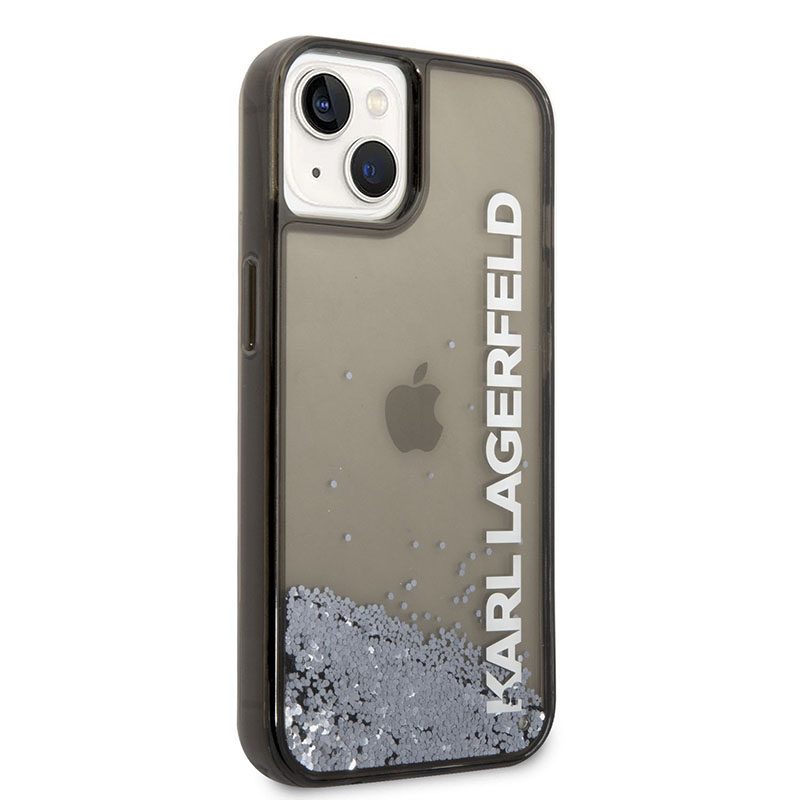 Coque iPhone 14 Plus Karl Lagerfeld Liquid Glitter Translucent Elongated Logo Case noire — visuel 3