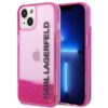 Coque iPhone 14 Plus Karl Lagerfeld Liquid Glitter Translucent Elongated Logo Case rose