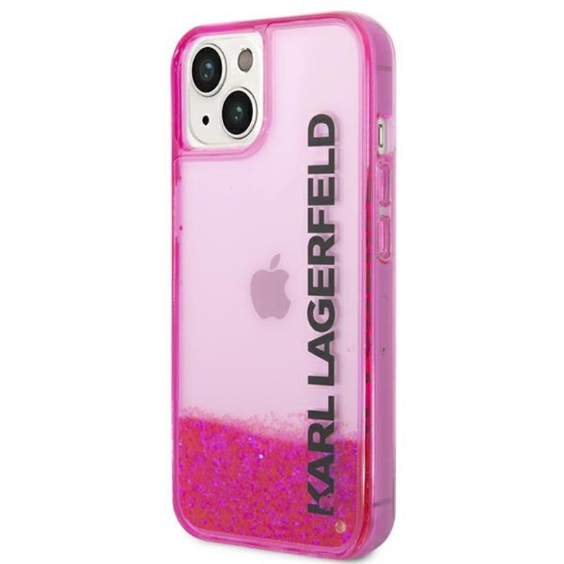 Coque iPhone 14 Plus Karl Lagerfeld Liquid Glitter Translucent Elongated Logo Case rose — visuel 2
