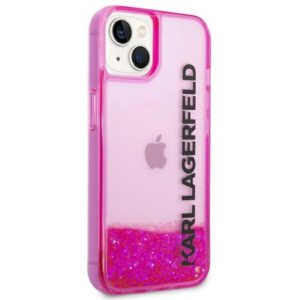 Coque iPhone 14 Plus Karl Lagerfeld Liquid Glitter Translucent Elongated Logo Case rose — visuel 4