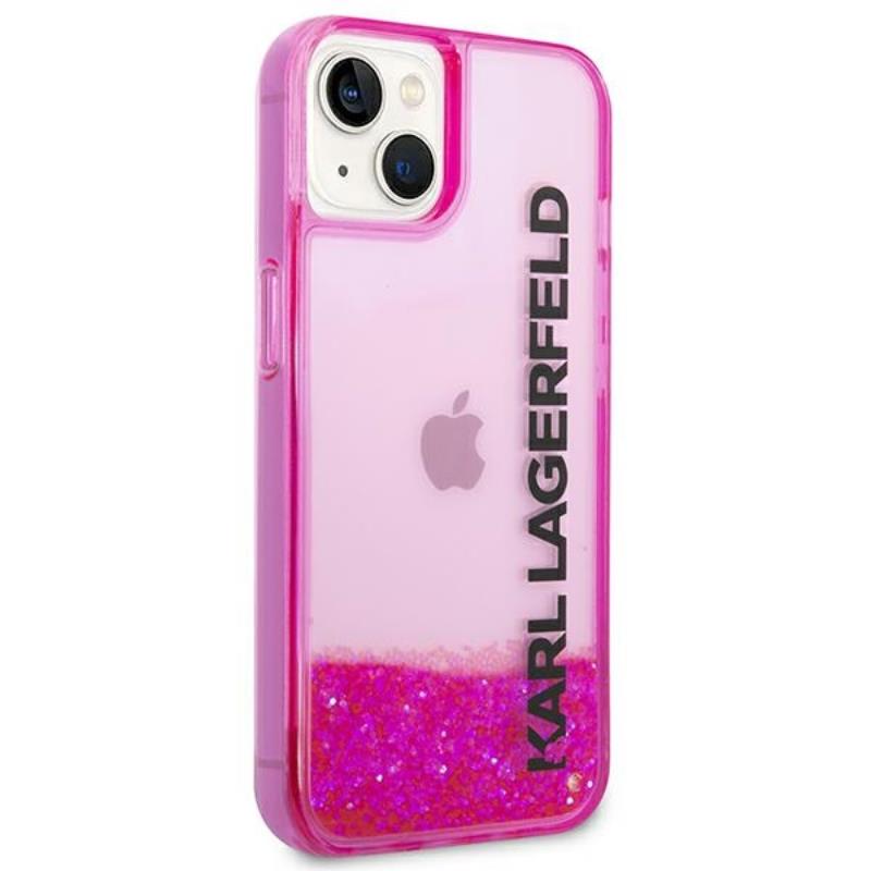 Coque iPhone 14 Plus Karl Lagerfeld Liquid Glitter Translucent Elongated Logo Case rose — visuel 4