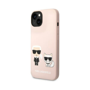 Coque iPhone 14 Plus Karl Lagerfeld Liquid Silicone Karl & Choupette MagSafe rose — visuel 2
