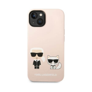 Coque iPhone 14 Plus Karl Lagerfeld Liquid Silicone Karl & Choupette MagSafe rose — visuel 3
