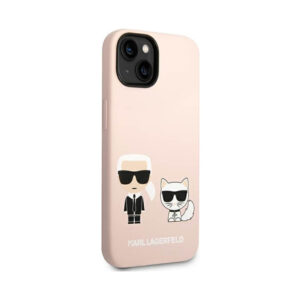 Coque iPhone 14 Plus Karl Lagerfeld Liquid Silicone Karl & Choupette MagSafe rose — visuel 4