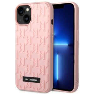 Coque iPhone 14 Plus Karl Lagerfeld Monogram 3D Pattern rose
