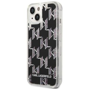 Coque iPhone 14 Plus Karl Lagerfeld Monogram Liquid Glitter noire — visuel 2