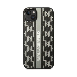 Coque iPhone 14 Plus Karl Lagerfeld Monogram Stripe grise — visuel 3