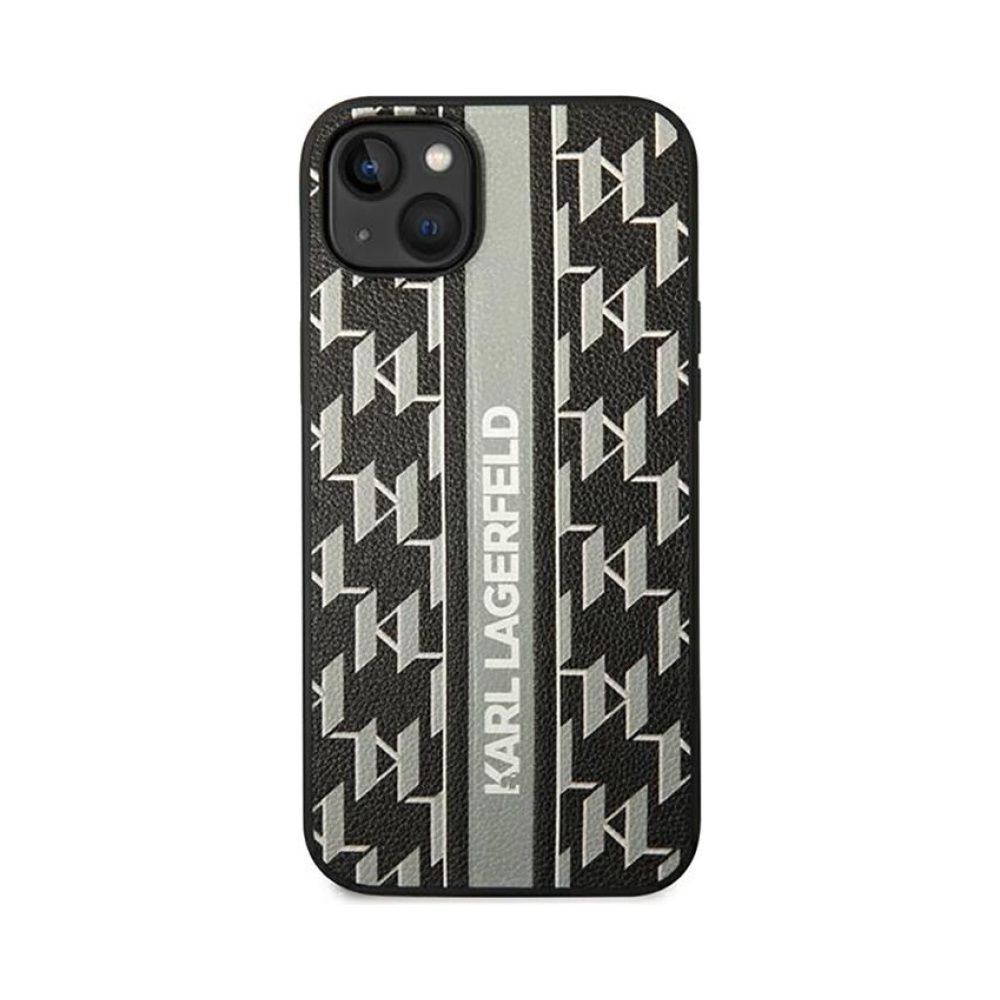 Coque iPhone 14 Plus Karl Lagerfeld Monogram Stripe grise — visuel 3