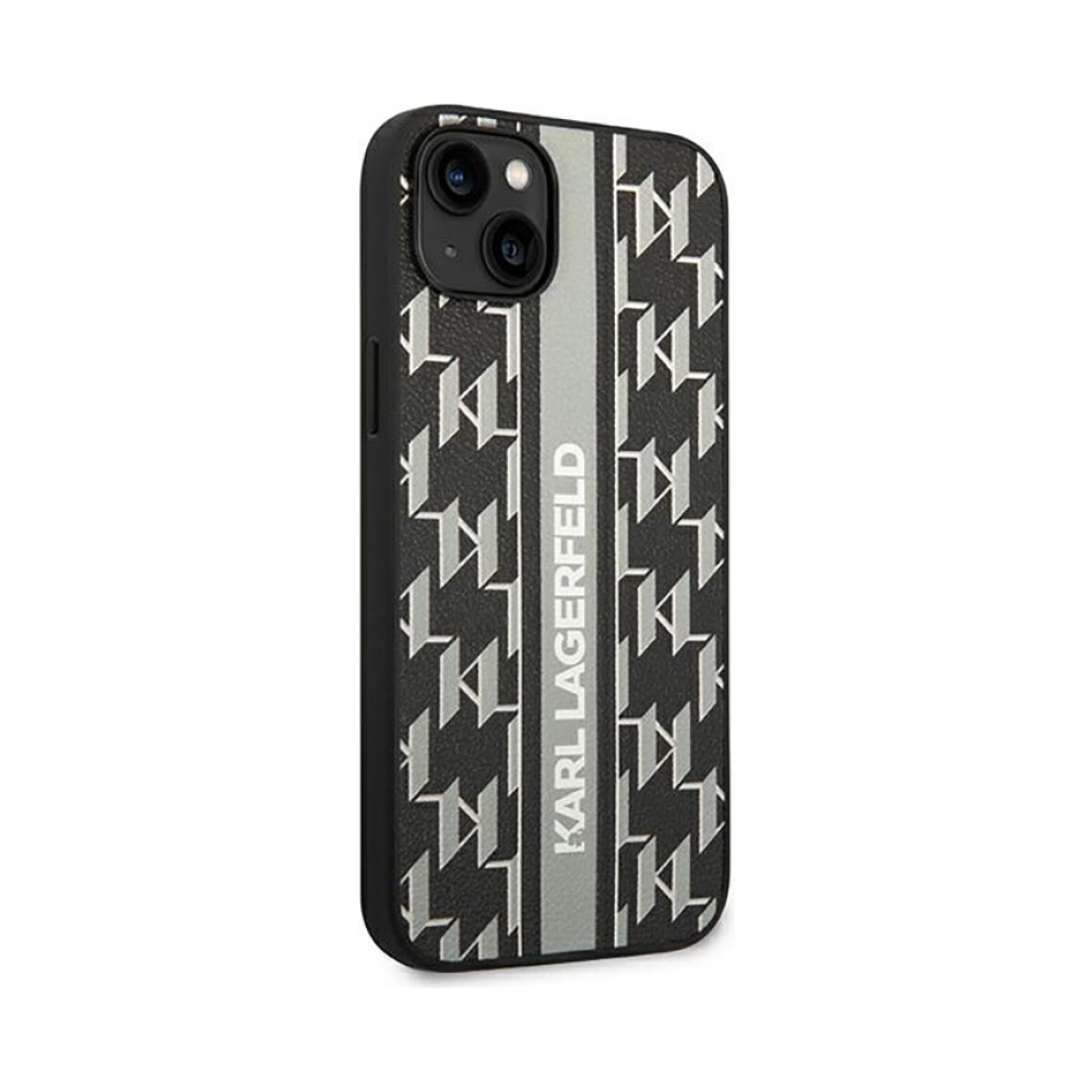 Coque iPhone 14 Plus Karl Lagerfeld Monogram Stripe grise — visuel 4