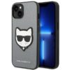 Coque iPhone 14 Plus Karl Lagerfeld Saffiano Choupette Head Patch Case argentée
