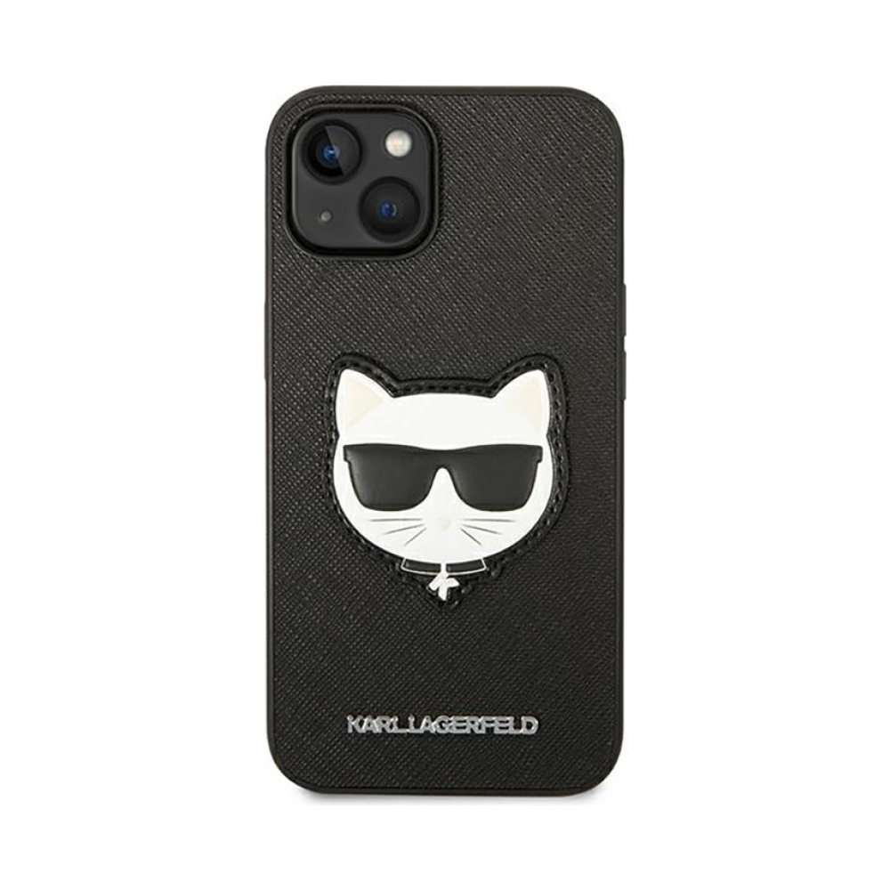 Coque iPhone 14 Plus Karl Lagerfeld Saffiano Choupette Head Patch Case noire — visuel 3