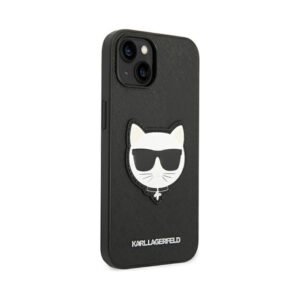 Coque iPhone 14 Plus Karl Lagerfeld Saffiano Choupette Head Patch Case noire — visuel 4