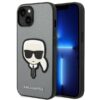 Coque iPhone 14 Plus Karl Lagerfeld Saffiano Karl Head Patch Case argentée