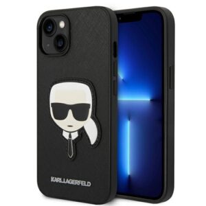 Coque iPhone 14 Plus Karl Lagerfeld Saffiano Karl Head Patch Case noire
