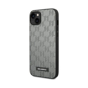Coque iPhone 14 Plus Karl Lagerfeld Saffiano Mono Metal Logo grise — visuel 2