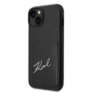 Coque iPhone 14 Plus Karl Lagerfeld Signature Logo Cardslot noire — visuel 2