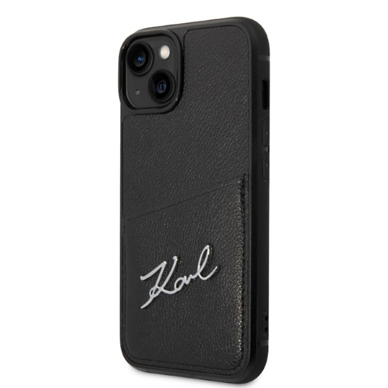 Coque iPhone 14 Plus Karl Lagerfeld Signature Logo Cardslot noire — visuel 2