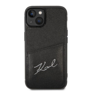 Coque iPhone 14 Plus Karl Lagerfeld Signature Logo Cardslot noire — visuel 3