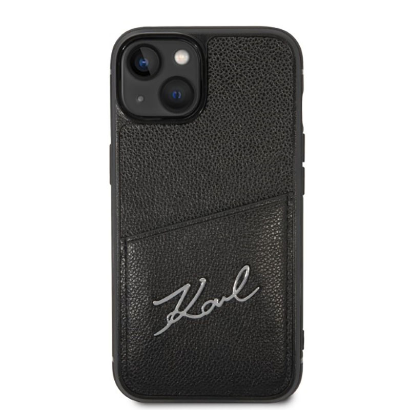 Coque iPhone 14 Plus Karl Lagerfeld Signature Logo Cardslot noire — visuel 3