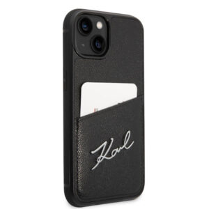 Coque iPhone 14 Plus Karl Lagerfeld Signature Logo Cardslot noire — visuel 4