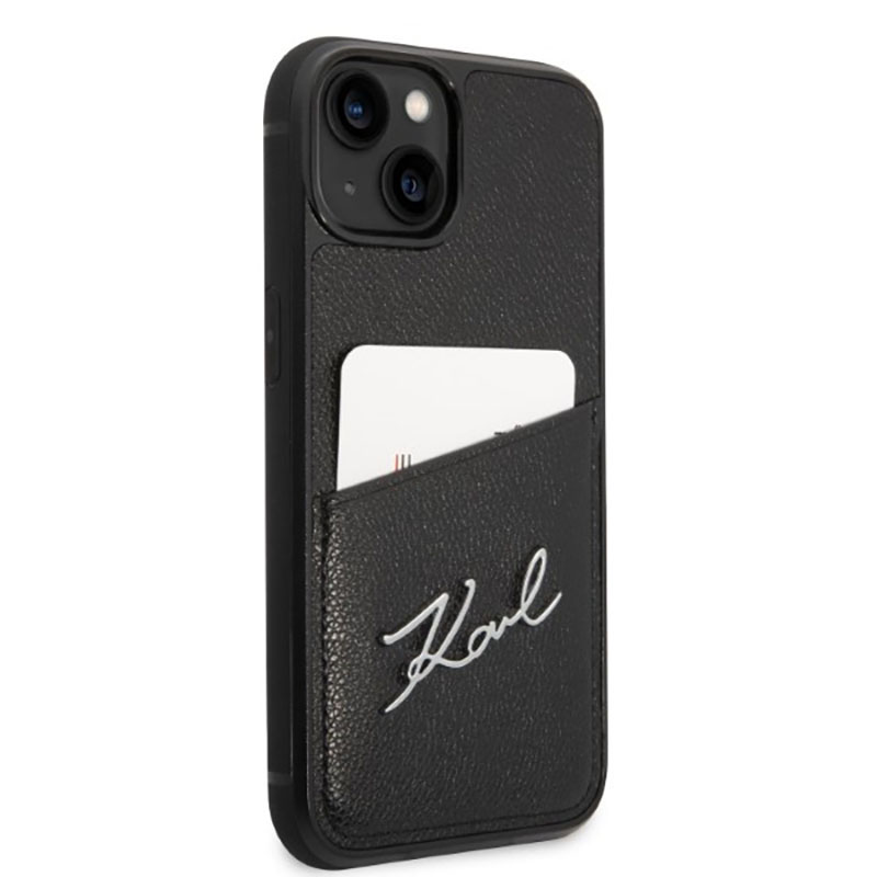 Coque iPhone 14 Plus Karl Lagerfeld Signature Logo Cardslot noire — visuel 4