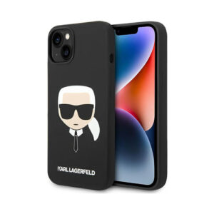 Coque iPhone 14 Plus Karl Lagerfeld Silicone Ikonik Karl`s Head – Case noire