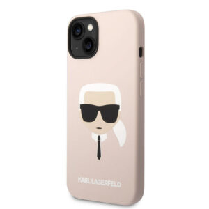 Coque iPhone 14 Plus Karl Lagerfeld Silicone Ikonik Karl's Head MagSafe rose