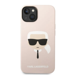 Coque iPhone 14 Plus Karl Lagerfeld Silicone Ikonik Karl's Head MagSafe rose — visuel 2