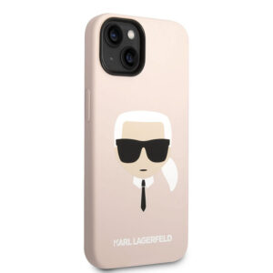 Coque iPhone 14 Plus Karl Lagerfeld Silicone Ikonik Karl's Head MagSafe rose — visuel 3