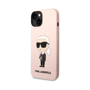 Coque iPhone 14 Plus Karl Lagerfeld Silicone NFT Ikonik MagSafe rose — visuel 2