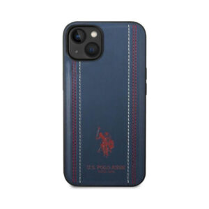 Coque iPhone 14 Plus US Polo Assn Leather Stitch bleu marine — visuel 3
