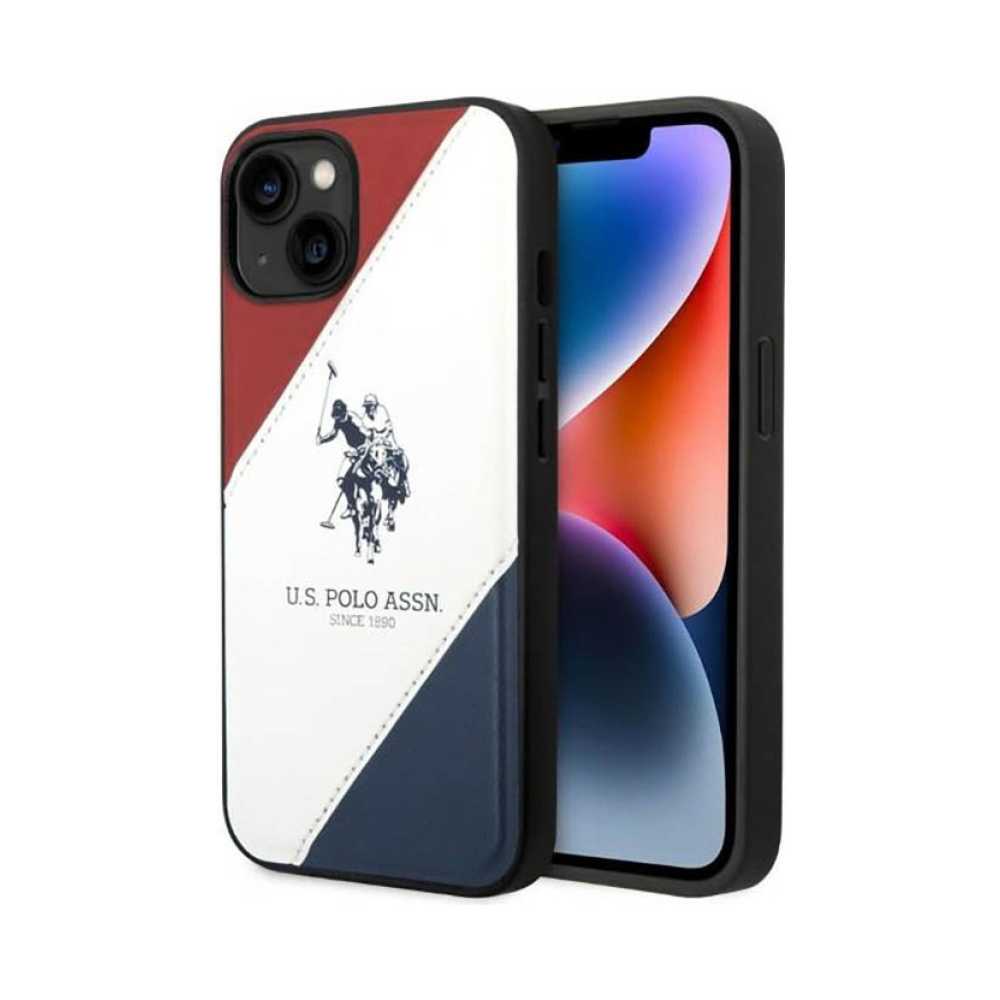 Coque iPhone 14 Plus US Polo Assn Tricolor Embossed blanche