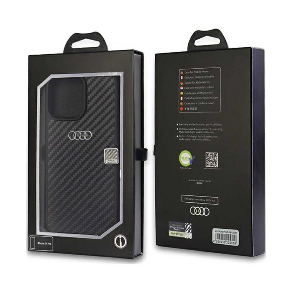 Coque iPhone 14 Pro Audi Carbon Fiber noire — visuel 3