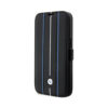 Coque iPhone 14 Pro BMW Booktype Leather Stamp Blue Lines noire
