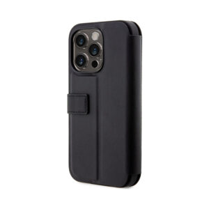 Coque iPhone 14 Pro BMW Booktype Leather Stamp Blue Lines noire — visuel 4