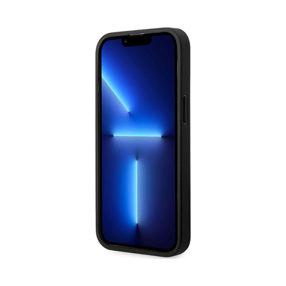 Coque iPhone 14 Pro BMW Leather Blue Dots noire — visuel 5