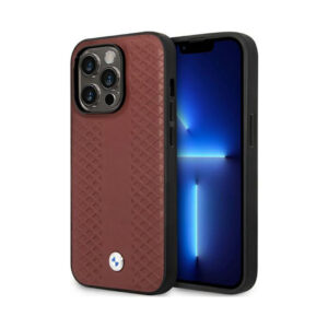 Coque iPhone 14 Pro BMW Leather Diamond Pattern
