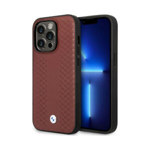 Coque iPhone 14 Pro BMW Leather Diamond Pattern MagSafe