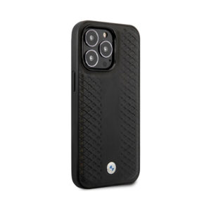Coque iPhone 14 Pro BMW Leather Diamond Pattern noire — visuel 4
