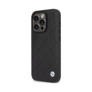 Coque iPhone 14 Pro BMW Leather Quilted noire — visuel 2