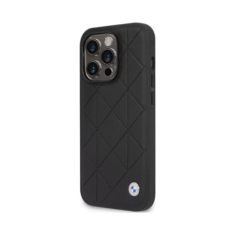 Coque iPhone 14 Pro BMW Leather Quilted noire — visuel 2