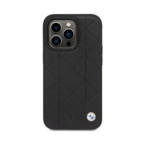 Coque iPhone 14 Pro BMW Leather Quilted noire — visuel 3