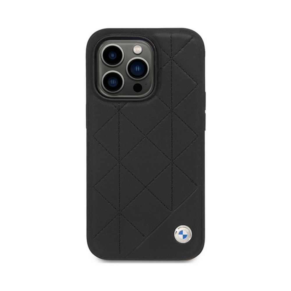 Coque iPhone 14 Pro BMW Leather Quilted noire — visuel 3