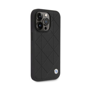 Coque iPhone 14 Pro BMW Leather Quilted noire — visuel 4