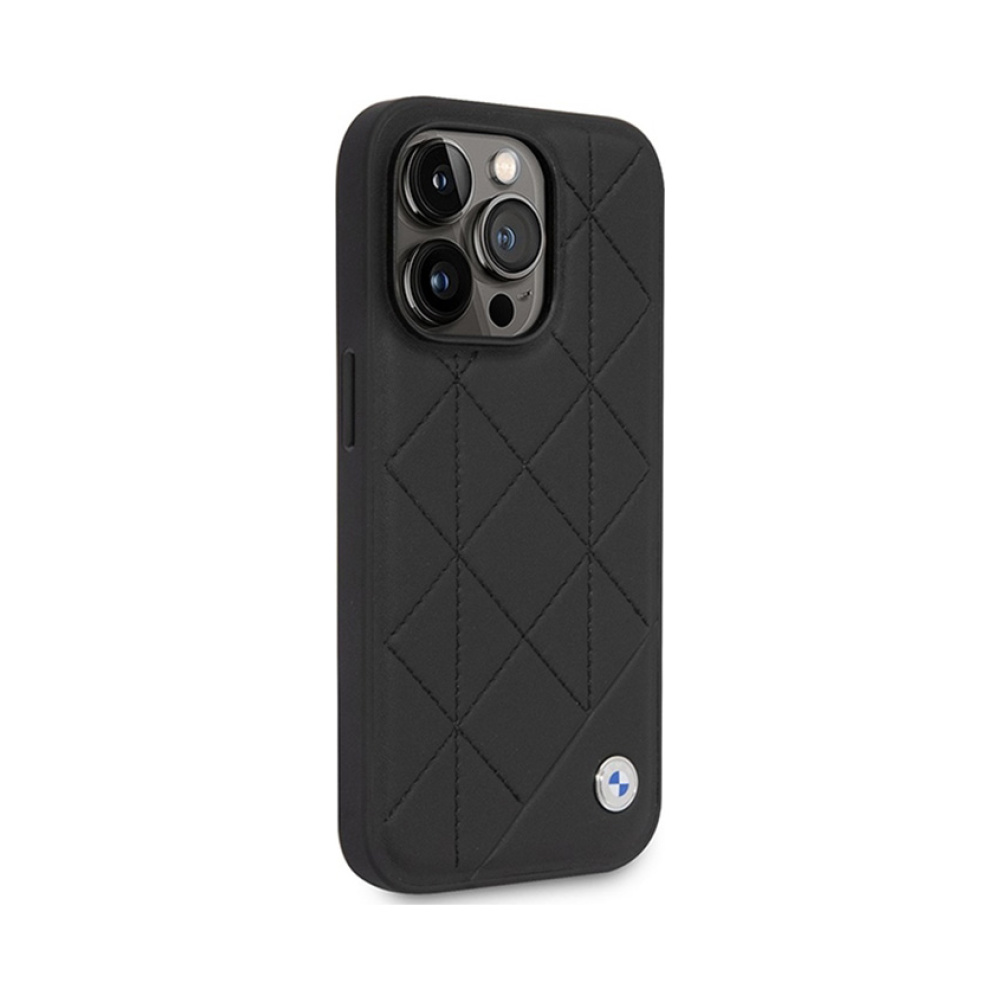 Coque iPhone 14 Pro BMW Leather Quilted noire — visuel 4