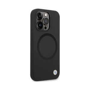 Coque iPhone 14 Pro BMW Signature Liquid Silicone MagSafe noire — visuel 4