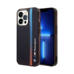 Coque iPhone 14 Pro BMW Tricolor Stripe noire