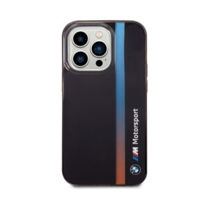 Coque iPhone 14 Pro BMW Tricolor Stripe noire — visuel 3