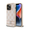 Coque iPhone 14 Pro DKNY Leather Checkered Mono Pattern & Printed Stripes rose