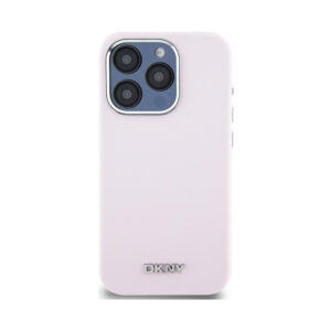 Coque iPhone 14 Pro DKNY Liquid Silicone Small Metal Logo MagSafe rose — visuel 3